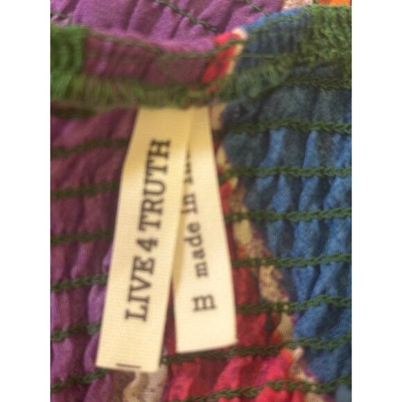 Gorgeous Off Shoulder Bell Sleeve Colorful Cropped Top Sz. M - Picture 5 of 5